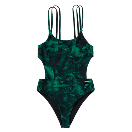 Jorun Cut Out Swimsuit - Black / Green - 2024